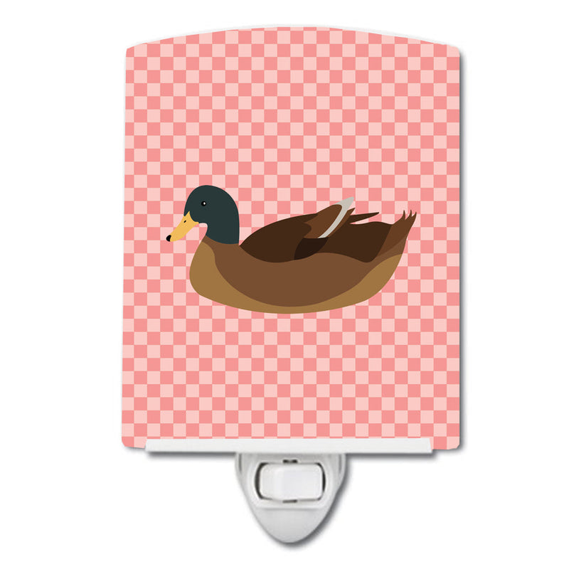 Khaki Campbell Duck Pink Check Ceramic Night Light BB7866CNL