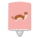 Weasel Pink Check Ceramic Night Light Compact, UL-Certified, Ideal for Bedroom, Bathroom, Nursery, Hallway, Kitchen, 6x4x3, Multicolor