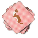 Weasel Pink Check Foam Coasters Set of 4 Cup Coasters for Indoor Outdoor, Tabletop Protection, Anti Slip, Mouse pad Material