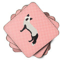 Silver Fox Pink Check Foam Coasters Set of 4 Cup Coasters for Indoor Outdoor, Tabletop Protection, Anti Slip, Mouse pad Material