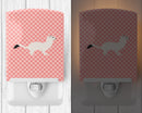 Stoat Short-tailed Weasel Pink Check Ceramic Night Light Compact, UL-Certified, Ideal for Bedroom, Bathroom, Nursery, Hallway, Kitchen, 6x4x3, Multicolor