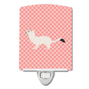 Stoat Short-tailed Weasel Pink Check Ceramic Night Light Compact, UL-Certified, Ideal for Bedroom, Bathroom, Nursery, Hallway, Kitchen, 6x4x3, Multicolor