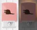 Eurasian Beaver Pink Check Ceramic Night Light Compact, UL-Certified, Ideal for Bedroom, Bathroom, Nursery, Hallway, Kitchen, 6x4x3, Multicolor