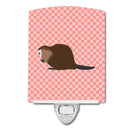 Eurasian Beaver Pink Check Ceramic Night Light Compact, UL-Certified, Ideal for Bedroom, Bathroom, Nursery, Hallway, Kitchen, 6x4x3, Multicolor