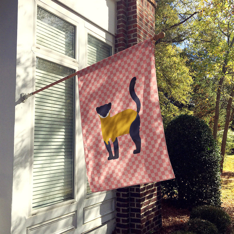 Yellow-Throated Marten Pink Check Flag Canvas House Size BB7874CHF