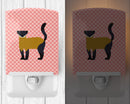Yellow-Throated Marten Pink Check Ceramic Night Light Compact, UL-Certified, Ideal for Bedroom, Bathroom, Nursery, Hallway, Kitchen, 6x4x3, Multicolor