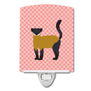 Yellow-Throated Marten Pink Check Ceramic Night Light Compact, UL-Certified, Ideal for Bedroom, Bathroom, Nursery, Hallway, Kitchen, 6x4x3, Multicolor