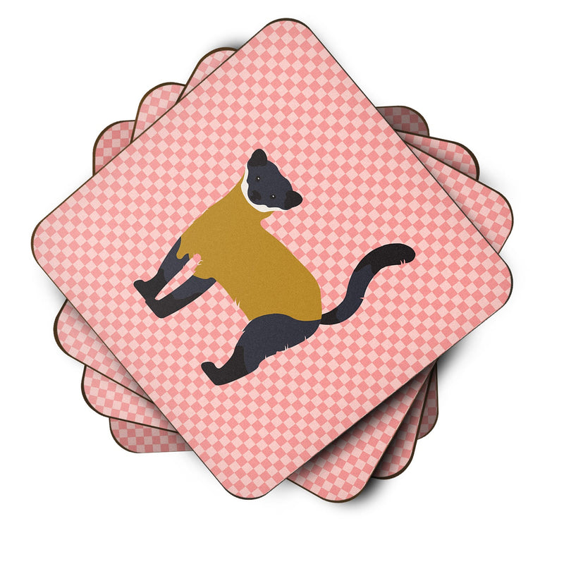 Yellow-Throated Marten Pink Check Foam Coaster Set of 4 BB7874FC