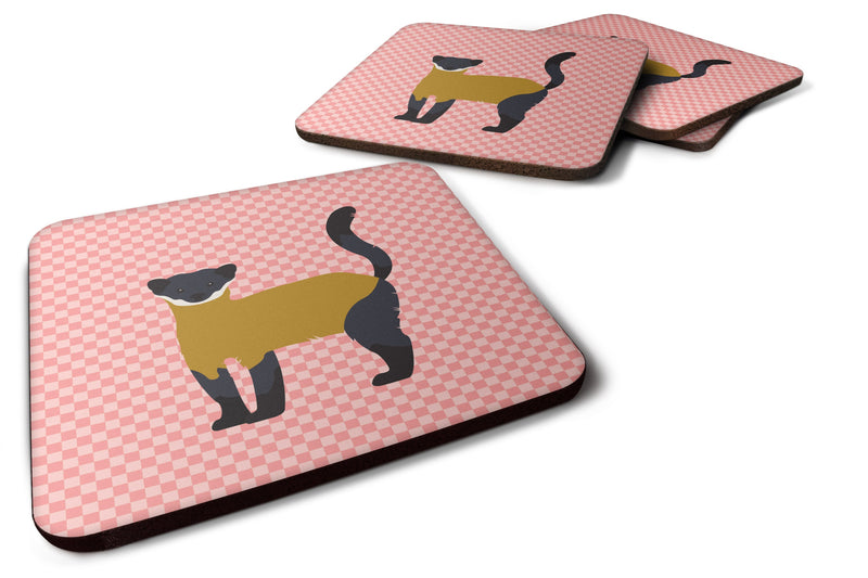 Yellow-Throated Marten Pink Check Foam Coaster Set of 4 BB7874FC