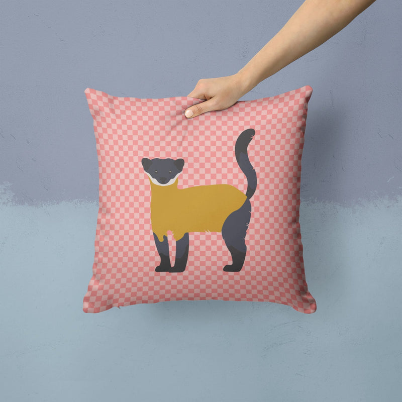 Yellow-Throated Marten Pink Check Fabric Decorative Pillow BB7874PW1414