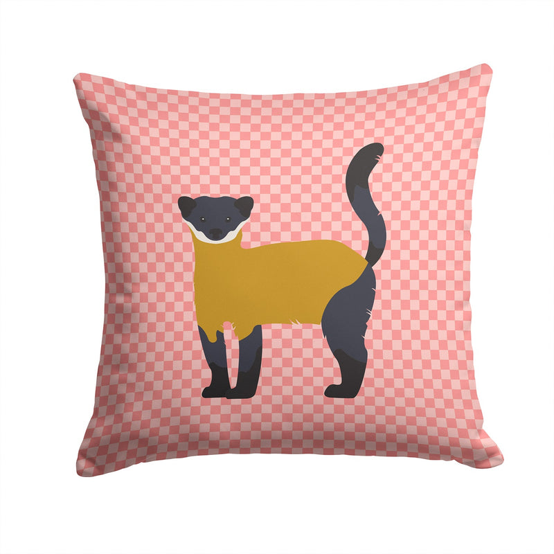 Yellow-Throated Marten Pink Check Fabric Decorative Pillow BB7874PW1414