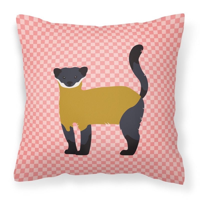 Yellow-Throated Marten Pink Check Fabric Decorative Pillow BB7874PW1818