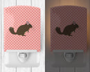 Chinchilla Pink Check Ceramic Night Light Compact, UL-Certified, Ideal for Bedroom, Bathroom, Nursery, Hallway, Kitchen, 6x4x3, Multicolor