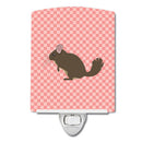 Chinchilla Pink Check Ceramic Night Light Compact, UL-Certified, Ideal for Bedroom, Bathroom, Nursery, Hallway, Kitchen, 6x4x3, Multicolor