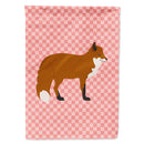 Red Fox Pink Check House Flag 28x40 Porch Sleeve Pole Decorative Outside Yard Banner Artwork Wall Hanging, Polyester