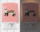 Ferret Pink Check Ceramic Night Light Compact, UL-Certified, Ideal for Bedroom, Bathroom, Nursery, Hallway, Kitchen, 6x4x3, Multicolor