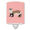 Ferret Pink Check Ceramic Night Light Compact, UL-Certified, Ideal for Bedroom, Bathroom, Nursery, Hallway, Kitchen, 6x4x3, Multicolor