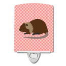 Coypu Nutria River Rat Pink Check Ceramic Night Light Compact, UL-Certified, Ideal for Bedroom, Bathroom, Nursery, Hallway, Kitchen, 6x4x3, Multicolor