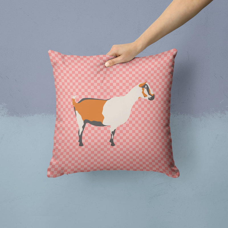 Alpine Goat Pink Check Throw Pillow - 14x14 Decorative Pillow – Art for Your Home & Patio