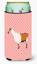 Alpine Goat Pink Check Tall Boy Hugger Can Cooler Sleeve Machine Washable Drink Collapsible Insulator Beverage Insulated Holder