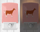 Toggenburger Goat Pink Check Ceramic Night Light Compact, UL-Certified, Ideal for Bedroom, Bathroom, Nursery, Hallway, Kitchen, 6x4x3, Multicolor