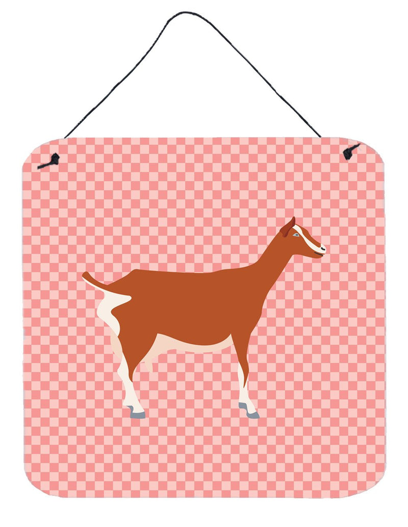 Toggenburger Goat Pink Check Wall or Door Hanging Prints BB7881DS66