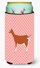 Toggenburger Goat Pink Check Tall Boy Hugger Can Cooler Sleeve Machine Washable Drink Collapsible Insulator Beverage Insulated Holder