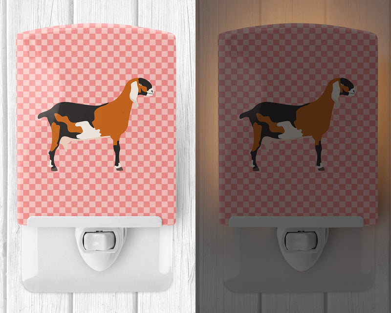 Anglo-nubian Nubian Goat Pink Check Ceramic Night Light BB7883CNL