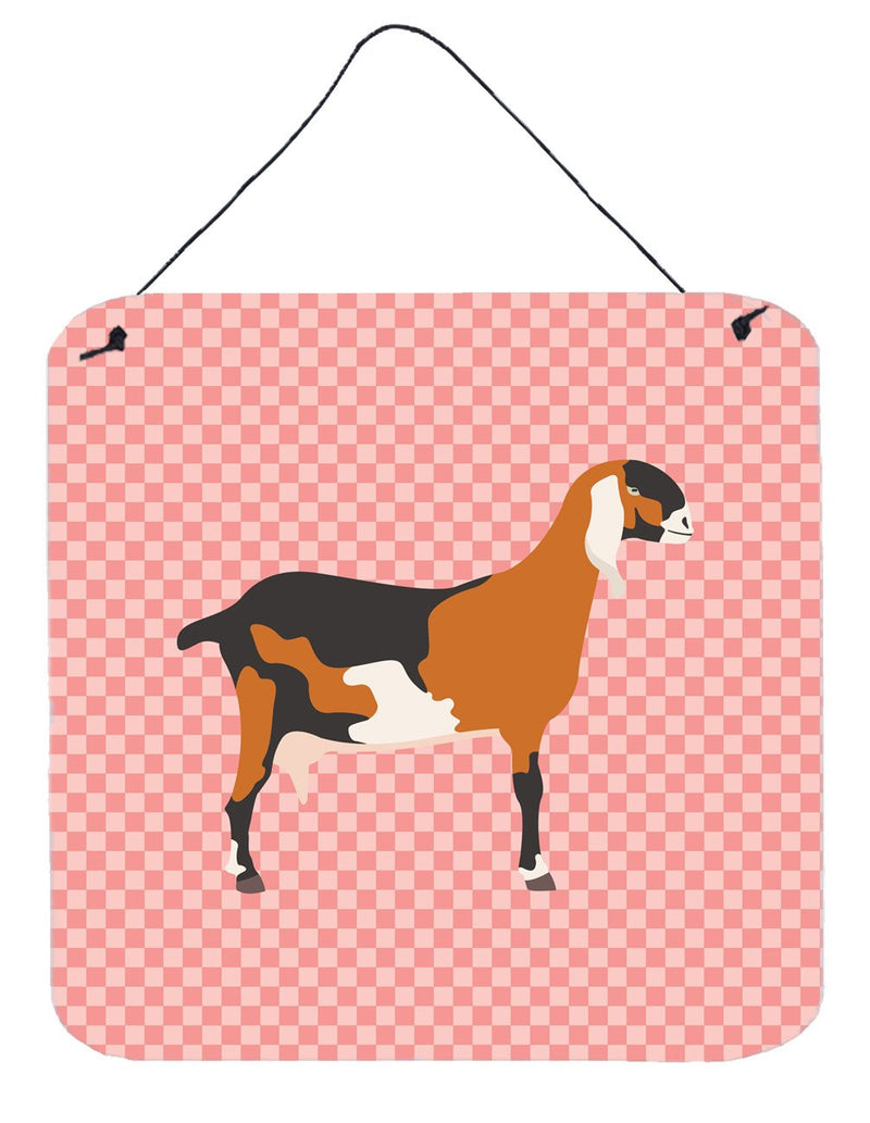 Anglo-nubian Nubian Goat Pink Check Wall or Door Hanging Prints BB7883DS66