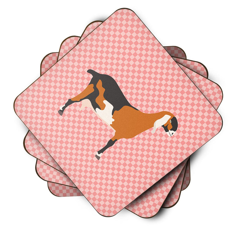 Anglo-nubian Nubian Goat Pink Check Foam Coaster  BB7883FC