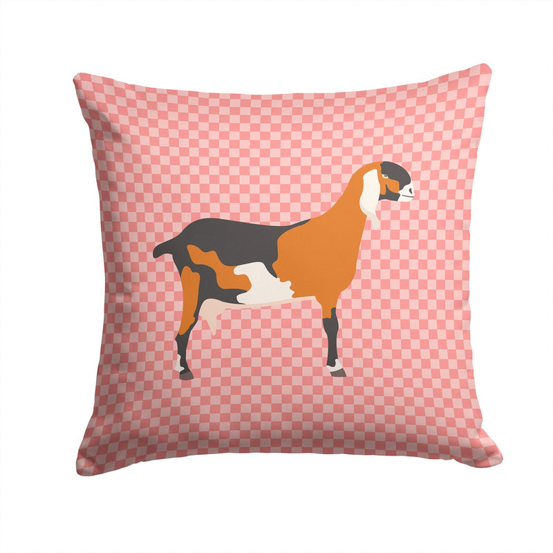 Anglo-nubian Nubian Goat Pink Check Fabric Decorative Pillow BB7883PW1414