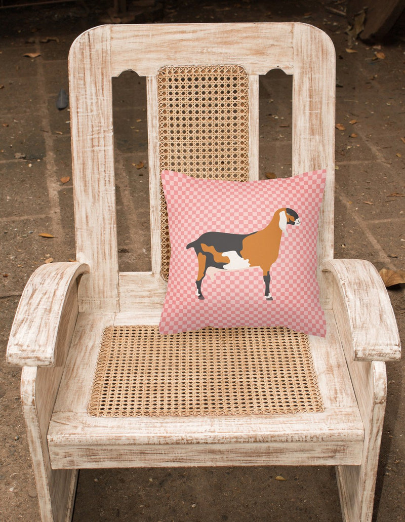 Anglo-nubian Nubian Goat Pink Check Fabric Decorative Pillow BB7883PW1818