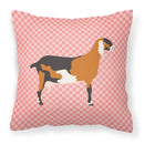 Anglo-nubian Nubian Goat Pink Check Fabric Decorative Pillow BB7883PW1818