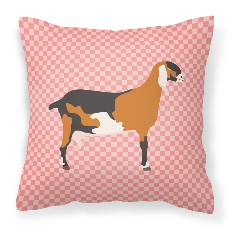 Anglo-nubian Nubian Goat Pink Check Fabric Decorative Pillow BB7883PW1818