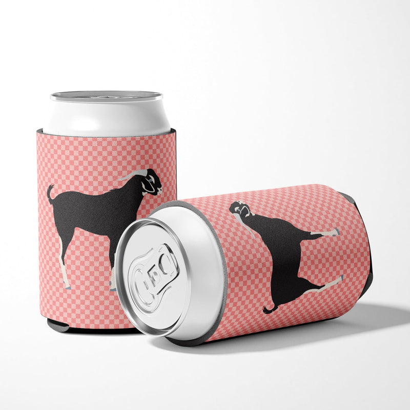 Black Bengal Goat Pink Check Can or Bottle Hugger BB7884CC