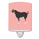 Black Bengal Goat Pink Check Ceramic Night Light Compact, UL-Certified, Ideal for Bedroom, Bathroom, Nursery, Hallway, Kitchen, 6x4x3, Multicolor