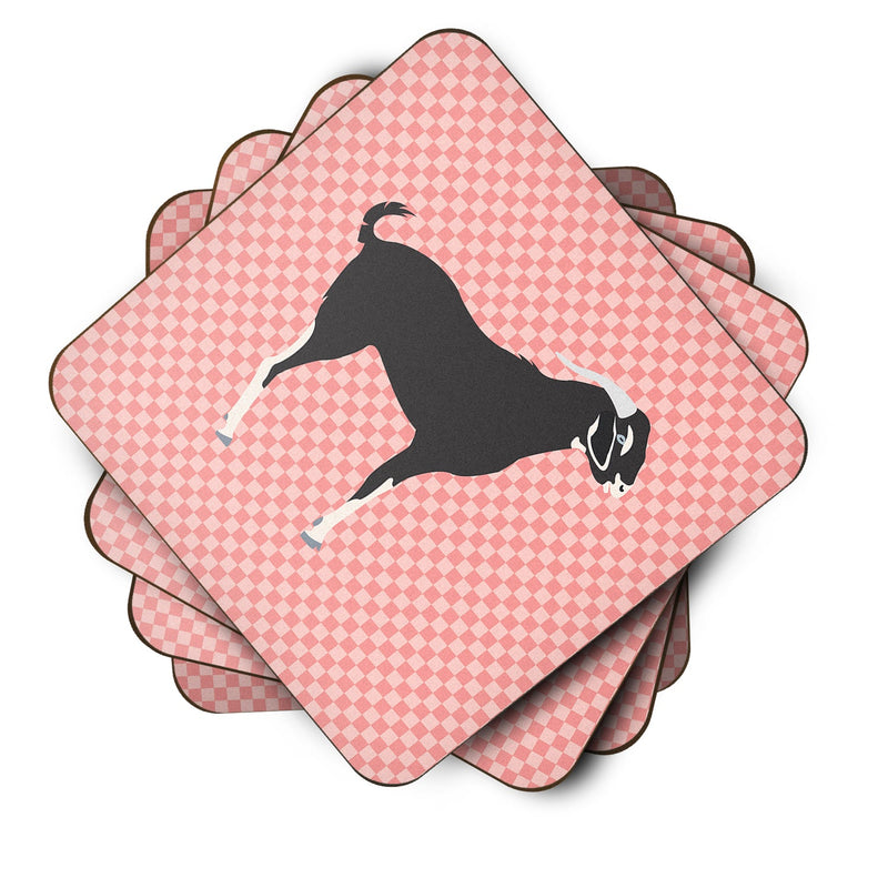 Black Bengal Goat Pink Check Foam Coaster Set of 4 BB7884FC