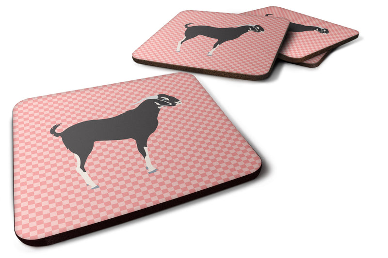 Black Bengal Goat Pink Check Foam Coaster Set of 4 BB7884FC