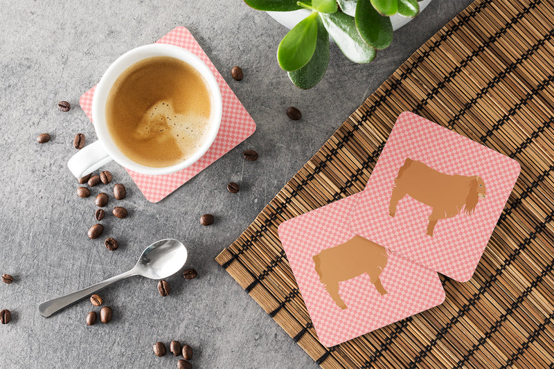 American Lamancha Goat Pink Check Foam Coaster  BB7885FC