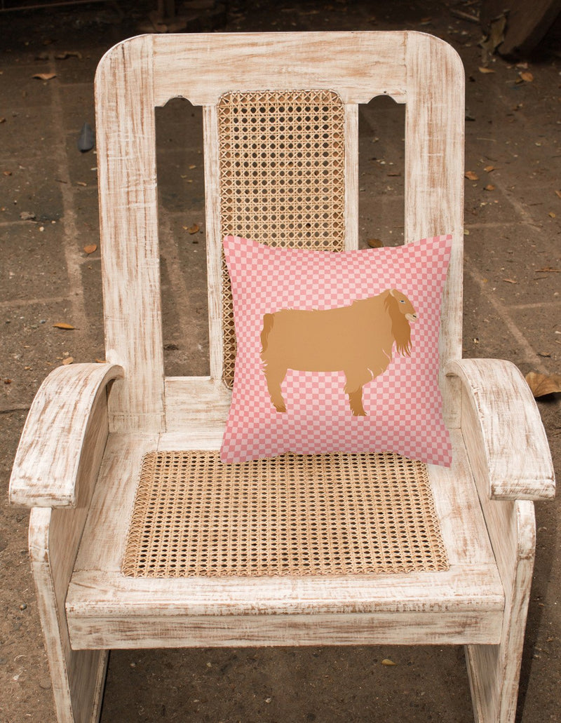 American Lamancha Goat Pink Check Fabric Decorative Pillow BB7885PW1818