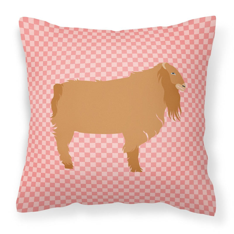 American Lamancha Goat Pink Check Fabric Decorative Pillow BB7885PW1818