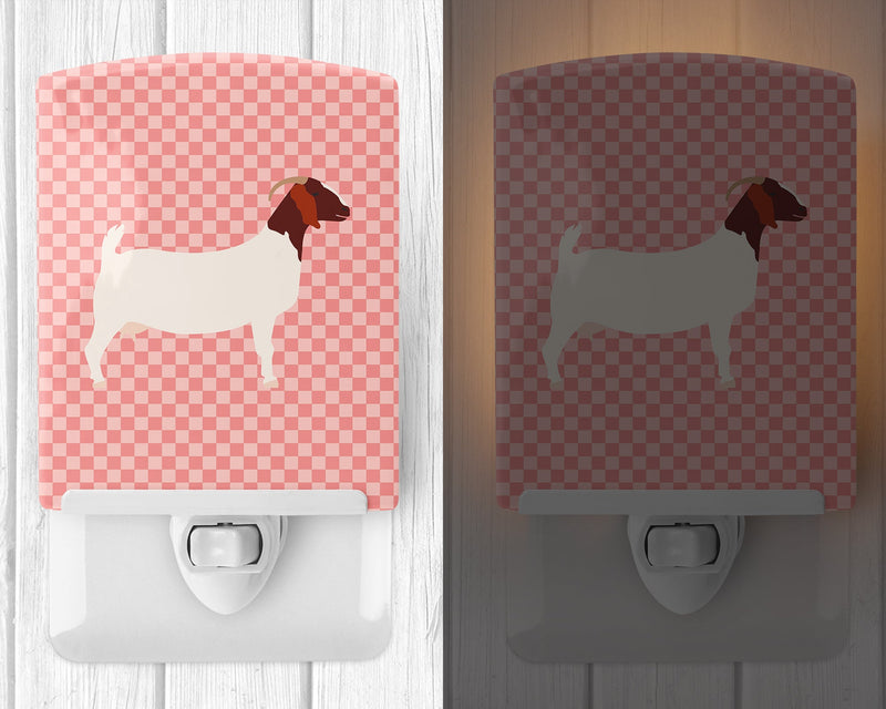 Boer Goat Pink Check Ceramic Night Light BB7886CNL