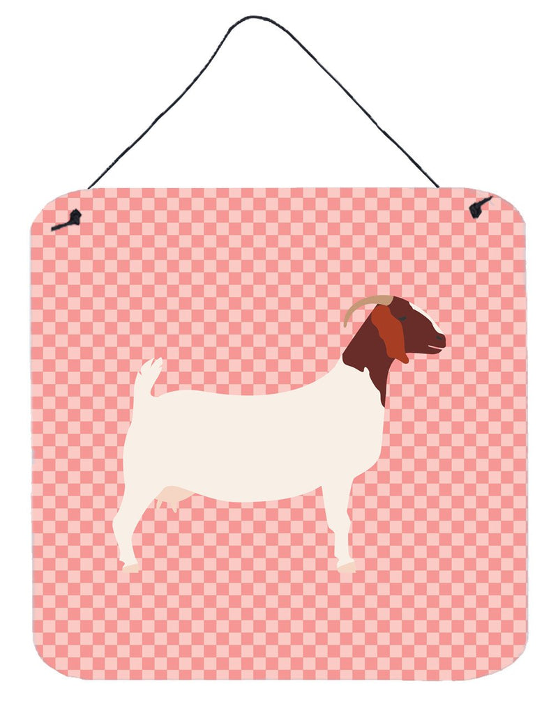 Boer Goat Pink Check Wall or Door Hanging Prints BB7886DS66