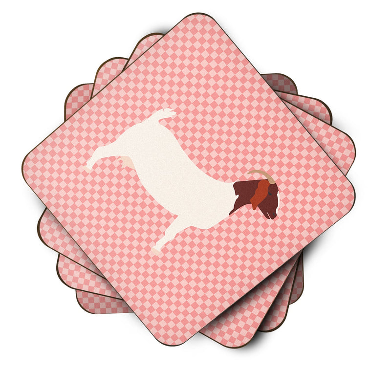 Boer Goat Pink Check Foam Coaster  BB7886FC
