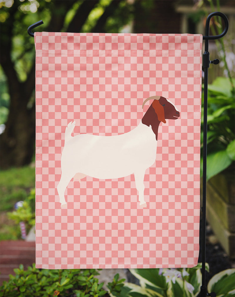 Boer Goat Pink Check Garden Flag - Outdoor Decorative Yard Flag