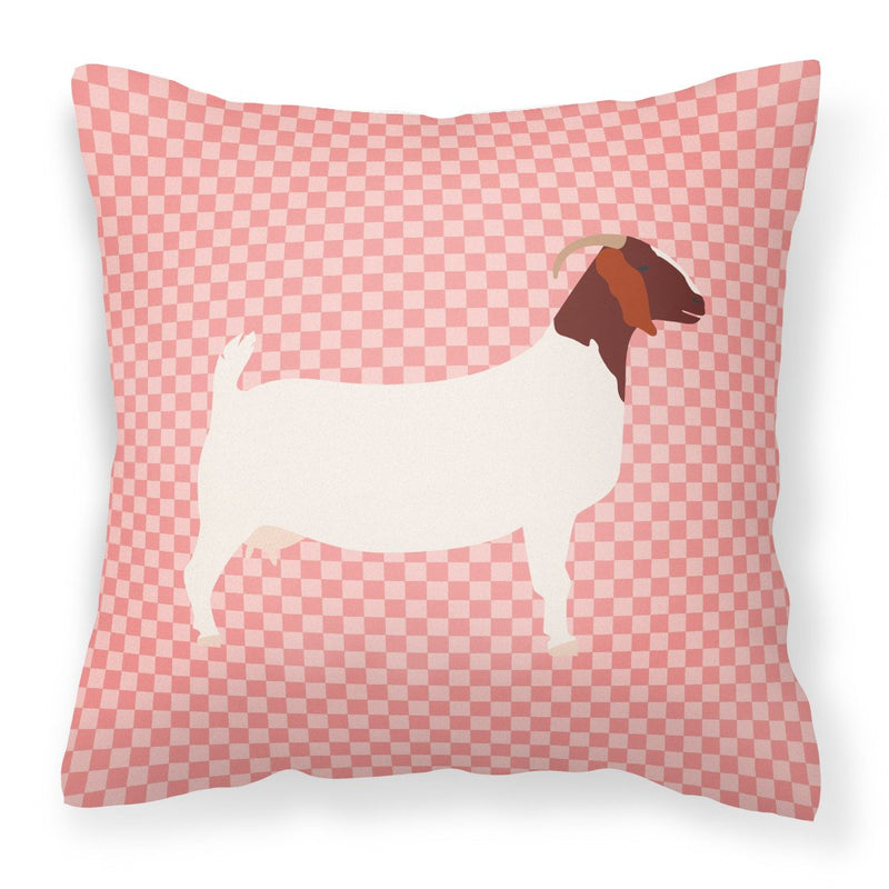 Boer Goat Pink Check Fabric Decorative Pillow BB7886PW1818