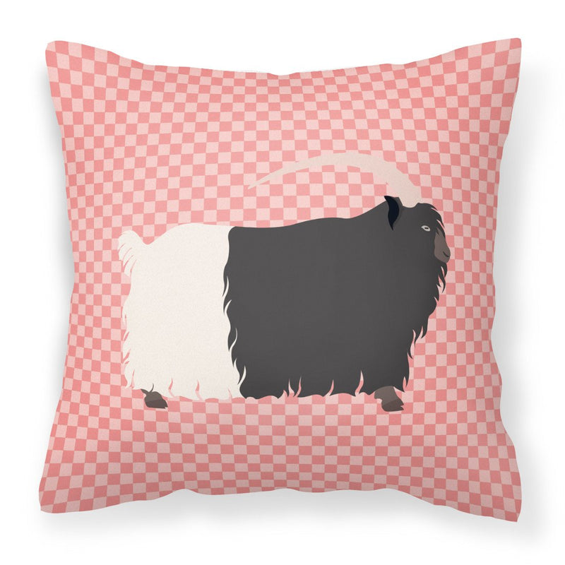 Welsh Black-Necked Goat Pink Check Fabric Decorative Pillow BB7887PW1818