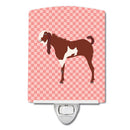 Jamnapari Goat Pink Check Ceramic Night Light Compact, UL-Certified, Ideal for Bedroom, Bathroom, Nursery, Hallway, Kitchen, 6x4x3, Multicolor