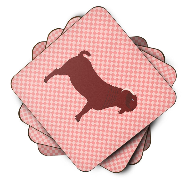 Kalahari Red Goat Pink Check Foam Coaster Set of 4 BB7891FC