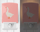Embden Goose Pink Check Ceramic Night Light Compact, UL-Certified, Ideal for Bedroom, Bathroom, Nursery, Hallway, Kitchen, 6x4x3, Multicolor